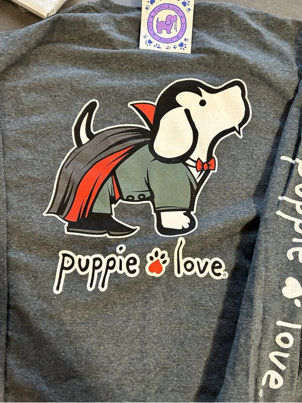NWT Puppy Love 3X Gray Vampire Dog Long Sleeve Graphic Tee